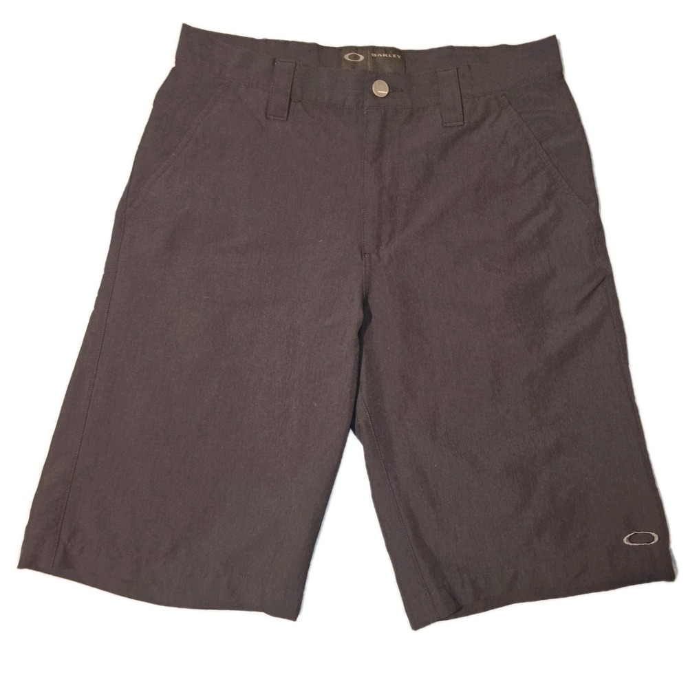 Oakley‎ Black Men's 31 Flat Front Golf Chino Shorts Nylon/Spandex Outdoor EUC!